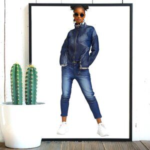 Rockin C Easy Fit Bling Embellished Blue Wash Skinny Jean Size 31 (31/30)